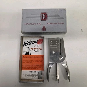 Vintage Neva-Clog Model J-30 Stapling Pliers, Box & Instructions, Tested - Picture 1 of 6