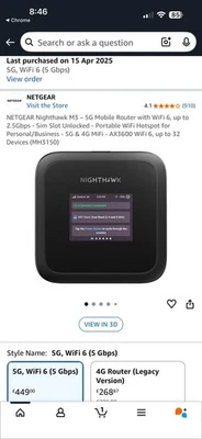 NETGEAR Nighthawk M3 5G Mobile Hotspot - WiFi 6 Mobile Router - Unlocked - Image 1 of 4