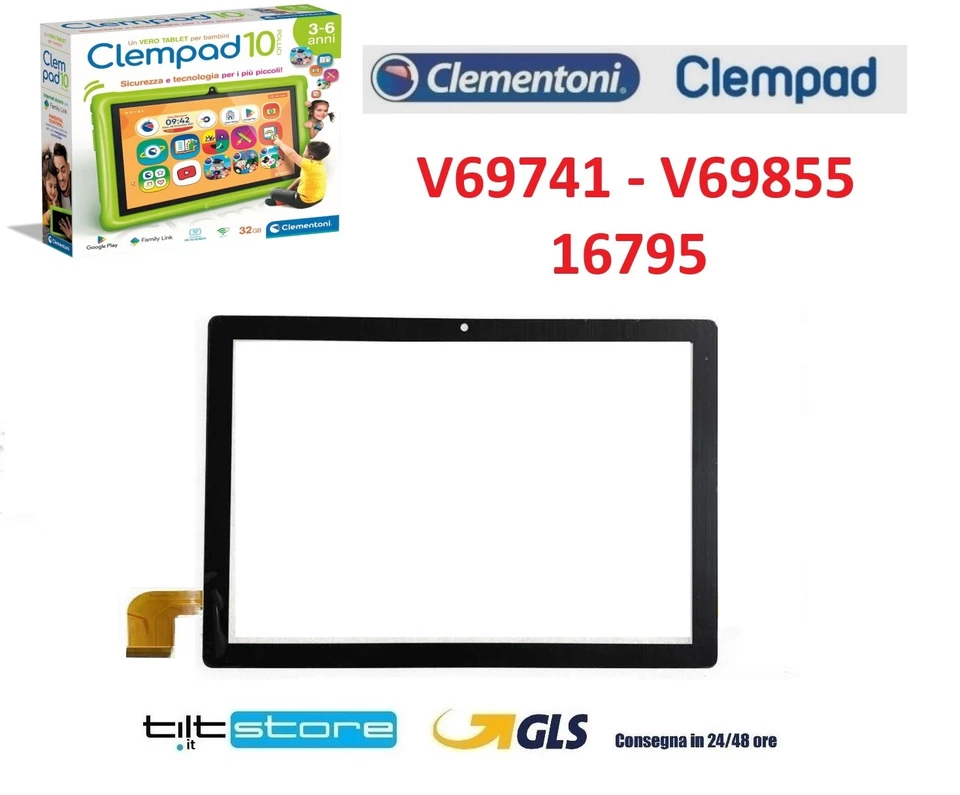VETRO TOUCH SCREEN CLEMENTONI CLEMPAD REVOLUTION V69741 16795 V69855 V69853 NERO - Immagine 1 di 1