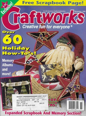 Craftworks Magazine Nov 1998 Santa Doll Star Ornaments Scrapbook Christmas - Image 1 of 2