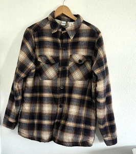 Highland Originals Men's Brown Blue Plaid Sherpa Lined Fleece M Jacket Shacket - Picture 1 of 7