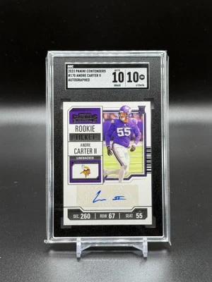 2023 Contenders Rookie Ticket Andre Carter II SGC 10 Auto 10 Las Vegas Raiders - Image 1 of 2