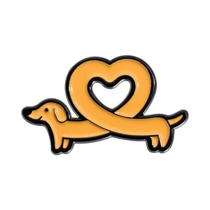 Dachshund Dog Enamel Pins for Backpacks Jackets Hat Heart Dachshund Lapel Pins - Picture 1 of 8