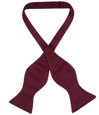 Vesuvio Napoli SELF TIE Bow Tie Solid BURGUNDY Color Mens BowTie - Image 1 of 3