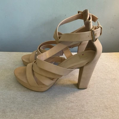 My Delicious Mujer Zapatos 10 M Kelsey Nude Suave Tirantes Punta Abierta Tacón Sandalias Foto 1 de 4