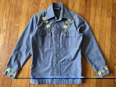 Size M - Levi’s Panatela Chambray Denim Work Shirt Rare Custom Embroidery  - Image 1 of 4