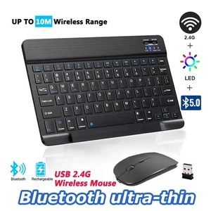 Keyboard Wireless Bluetooth 2.4G Russian/English Keycaps Mouse Combo USB C - Picture 1 of 9