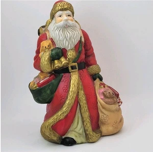 Vintage Weihnachtsmann Porzellan Keramik handbemalt Weihnachtsfigur 90er Blumen Mantel - Bild 1 von 9