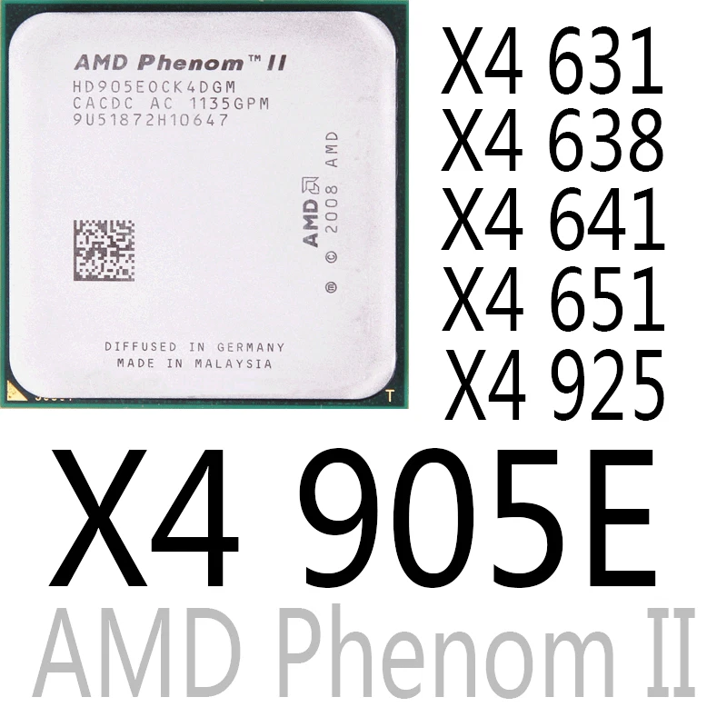 AMD Phenom II X4 631 X4 638 X4 641 X4 651 X4 905E X4 925 AMD CPU Processor - Image 1 of 1