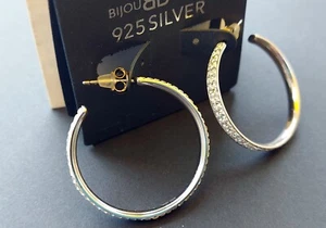 Bijou Brigitte Ohrringe Creole 925 Silber Ø 3cm OVP NP 30€ Bon - Bild 1 von 5