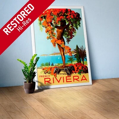 French Riviera / Cote d'Azur, France, 1950s — retro travel poster - Image 1 of 4