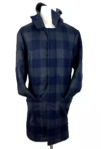 VINCE Checked Faux Shearling Trim Duffle Mens Coat Jacket Wool Blend Size M $895 - Picture 1 of 19