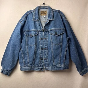 Vintage Jordache Jacket Mens L Blue Denim Button Rancher Trucker Jean Coat 80's - Picture 1 of 7