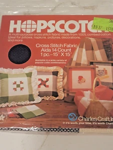 NIP Hopscotch Cross Stitch Fabric Aida Navy 11 Count 1 Pc 15"X15" Retro VTG - Picture 1 of 2