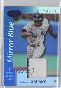 2002 Leaf Certified Mirror Blue Materials /75 Alfonso Soriano #150