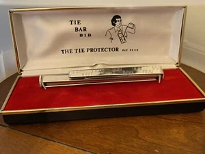 Bar Bib Silver Tone Tie Protector Tie Clip Plastic Pull Down Cover New In Box - Picture 1 of 2