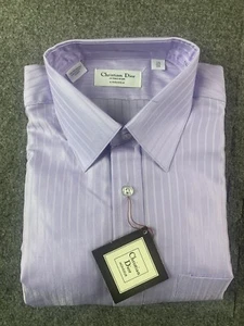Christian Dior Monsieur Men Cotton Blend Long Sleeve Dress Shirt Size 15 Purple - Picture 1 of 8
