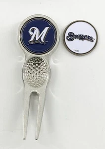 MLB Golf Divot Repair Tool Silver w/ Ballmark Milwaukee Brewers - Picture 1 of 2