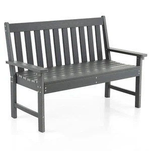 Garden Bench All-Weather HDPE 2-Person Outdoor Bench for Front Porch Backyard - Picture 1 of 9