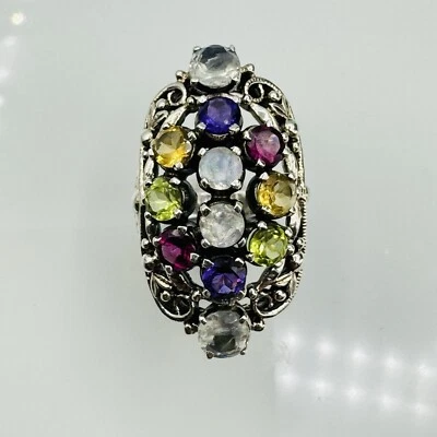 Anillo de piedras preciosas de ley Nicky Butler talla 6 púrpura amarillo blanco Foto 1 de 4