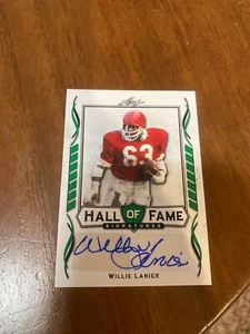 Willie Lanier Hall Of Fame Auto 2021 leaf Chiefs - Picture 1 of 4