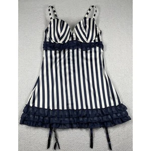 Victoria's Secret babydoll 36B Lingerie Ruffle Trim Garter Straps Corset Y2K - Picture 1 of 10