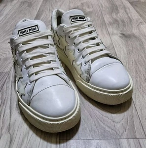 Scarpe Miu Miu donna bianche 5E830C stelle sneakers basse lusso donna taglia 8 us - Foto 1 di 19