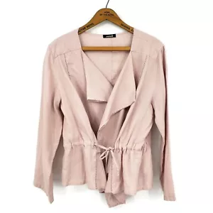 Animale Pink Linen Jacket Womens 2 France Tie Front Lagenlook - Picture 1 of 5