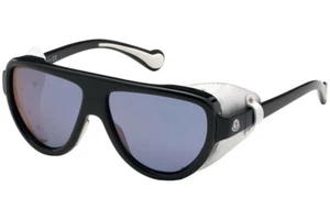 Moncler ML0089 01C Black White Plastic Aviator Sunglasses 57-13-140 ML0089 Italy - Picture 1 of 4