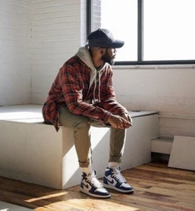 Red Flannel Shirt Jacket Hoodie Plaid - Picture 1 of 6