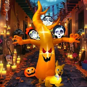 7 FT Halloween Inflatables Decoration,Day of The Dead Spooky Catrina Skull Tr... - Picture 1 of 7
