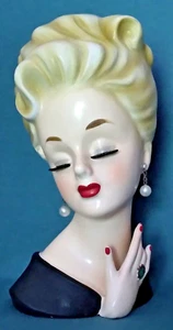 VTG VHTF 7-1/2" ENESCO E-4031 SOPHISTICATED LADY DELUXE HEAD VASE HEADVASE MINT - Picture 1 of 9