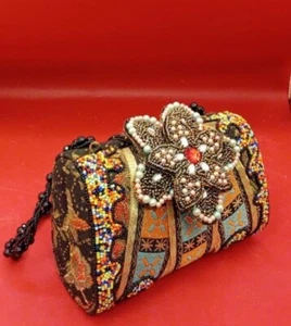 Multi Textil Handarbeit Hartschalenkoffer Perlen Tasche - Bild 1 von 4