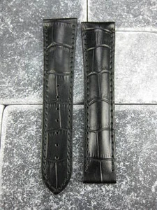 New 18mm Black Leather Deployment Strap Black Stitch Watch Band for OMEGA x1 - Picture 1 of 5