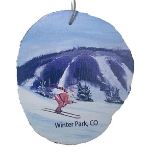 Winter Park CO Schnee Skifahren Weihnachtsmann Weihnachtsschmuck bemalt Holz  - Bild 1 von 3