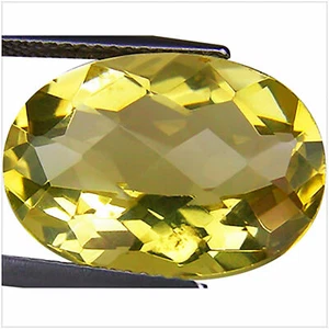 Piedra preciosa de cuarzo limón natural de 11,37 quilates color amarillo limón corte ovalado a cuadros - Imagen 1 de 4