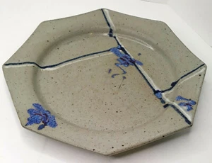 TOUSLEY Piatto Studio Ceramica 10 Pollici Piatto Ottagonale Firmato Decorazione Geometrica - Foto 1 di 5