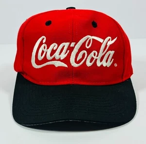 Vintage 90's Coca Cola Embroidered Spellout Two Tone Snapback Hat - Picture 1 of 6