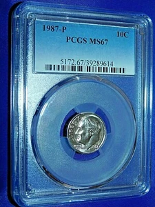 1987-P 10CRoosevelt Dime-PCGS #5172 Grade MS67--541-1 - Picture 1 of 3