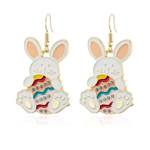 Easter Earrings for Women Bunny Drop Earring Colorful Holiday Easter Eggs Dangle - Picture 1 of 7