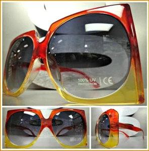 Übergroße klassische Vintage Retro-Stil SONNENBRILLE großes quadratisches Gestell runde Linse - Bild 1 von 7