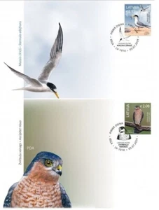Latvia 2024  - Birds of Latvian - Little Tern - Sparrowhawk - a hawk FDC - Picture 1 of 1