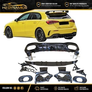 DIFUSOR DE PARACHOQUES NEGRO BRILLANTE PARA MERCEDES CLASE A 2019 HATCHBACK W177 A35 AMG Reino Unido - Imagen 1 de 9