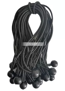 25PCS 9" Nero Ball Bungiee Bungie Cord Baldacchino Telone Tiranti Cinghie - Foto 1 di 4