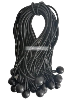 25PCS 9" Black Ball Bungee Bungie Cord Canopy Tarp Tie Downs Straps