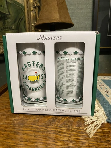 Masters Golf 2021 Augusta National Golf Champion Glasses Set of Two, New Cover