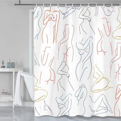 ouewrde Funny Abstract White 3D Fabric Shower Curtain Extra Long 84 inch 72x72" - Image 1 of 4