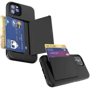 Hard Back Cover with ID Credit Card Slot Holder Wallet Case for iPhone - Picture 1 of 14