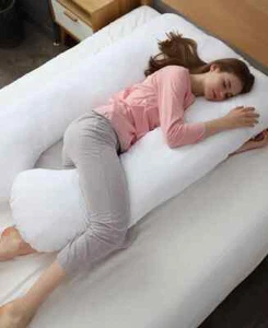 Almohada corporal envolvente en forma de U blanca hipoalergénica Cheer Collection para embarazo - Imagen 1 de 5