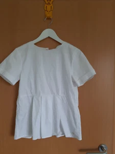 Tommy Hilfiger weisse Schößchenbluse m. Falten,Knopfleiste i.Rücken Gr. 4 - Bild 1 von 2